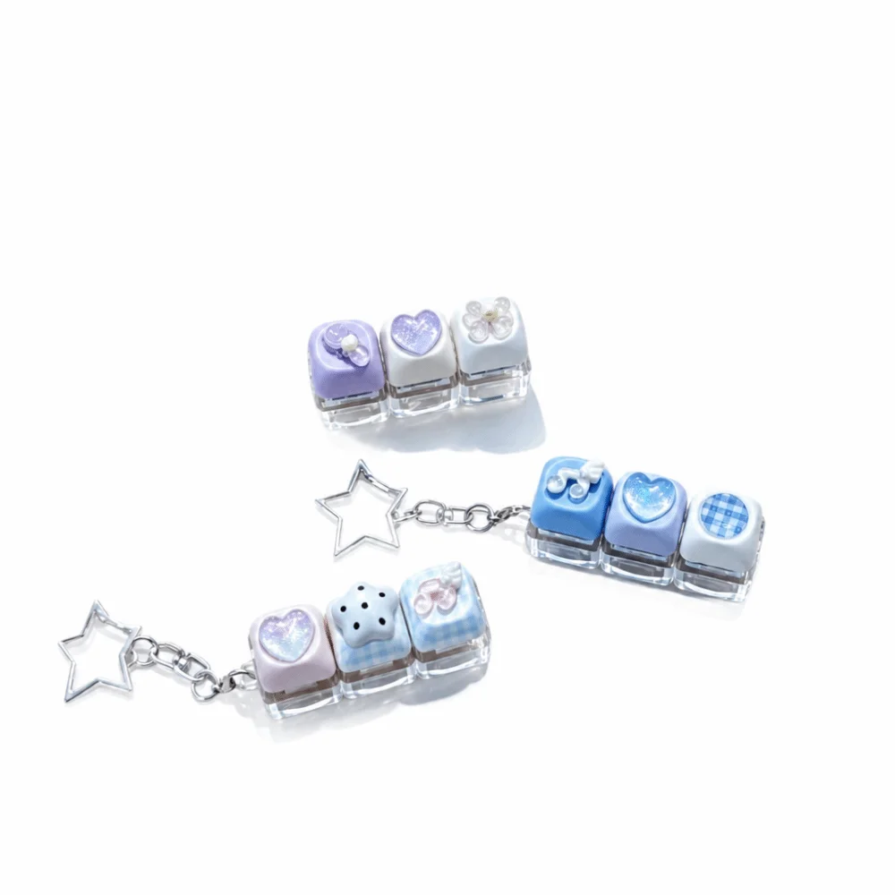 3 Key Layout Heart Mini Keyboard Fidget Clickable Buttons Compact Size Interactive Keyboard Stress Relief Keychain Travel Carry
