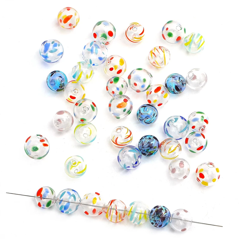1Pcs 16mm Cute Hand Painted Hollow Oil Drop Glass Beads Suitable For DIY Bracelets necklaces And Jewelry Making Accessories