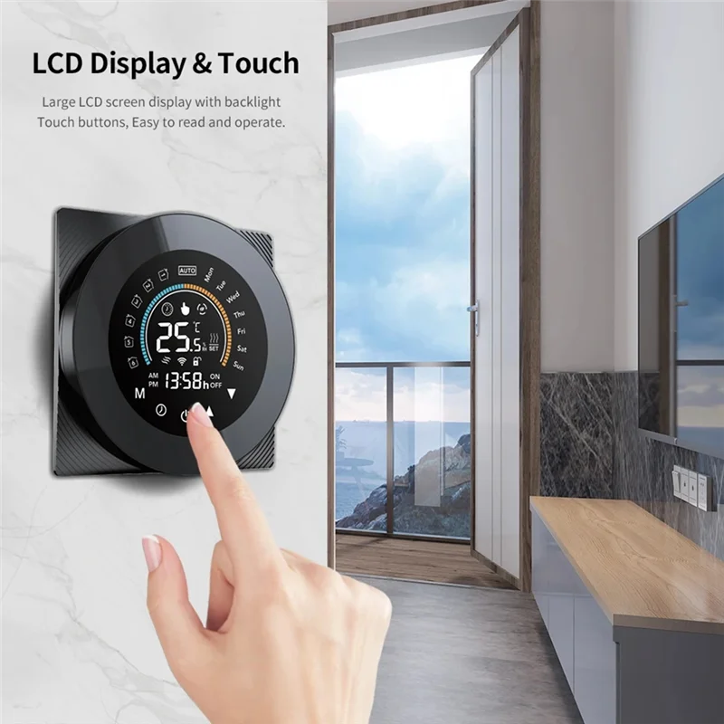 Tuya Wifi Thermostat LCD Digital Touch Temperature Control สําหรับ Alexa สีขาว, เครื่องทําน้ําอุ่น (Wifi) ติดตั้งง่าย ใช้งานง่าย