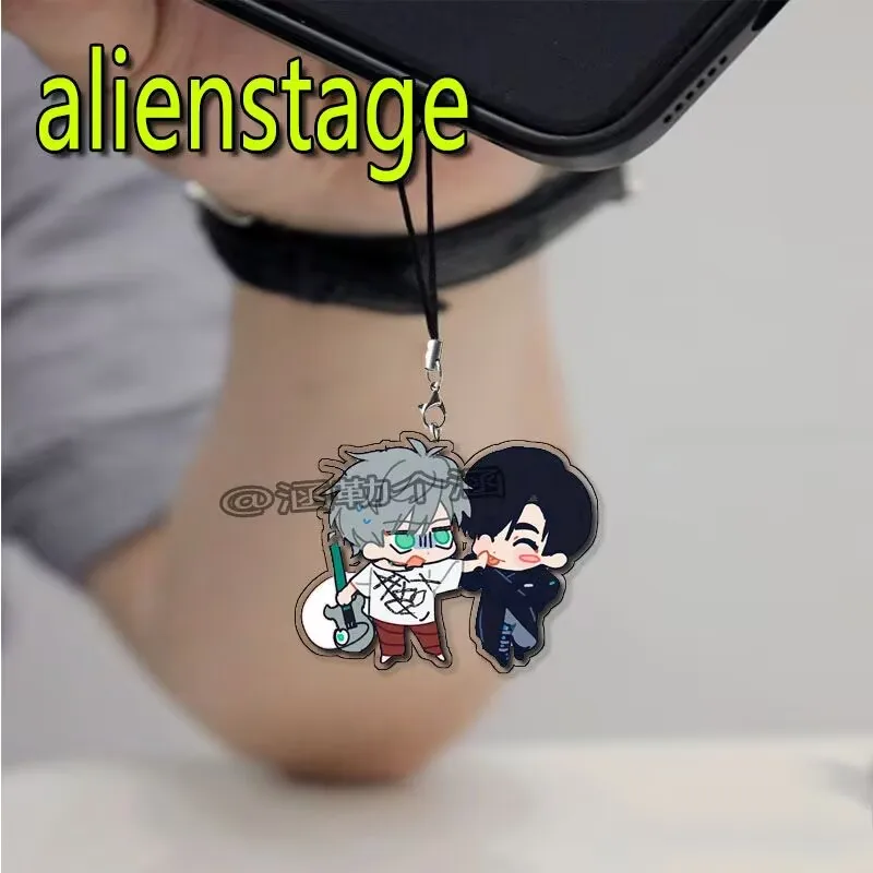 "외계인 무대" 주변 휴대 전화 체인 만화 귀여운 창조적 인 휴대 전화 끈 학생 장식 schoolbag 펜던트 선물