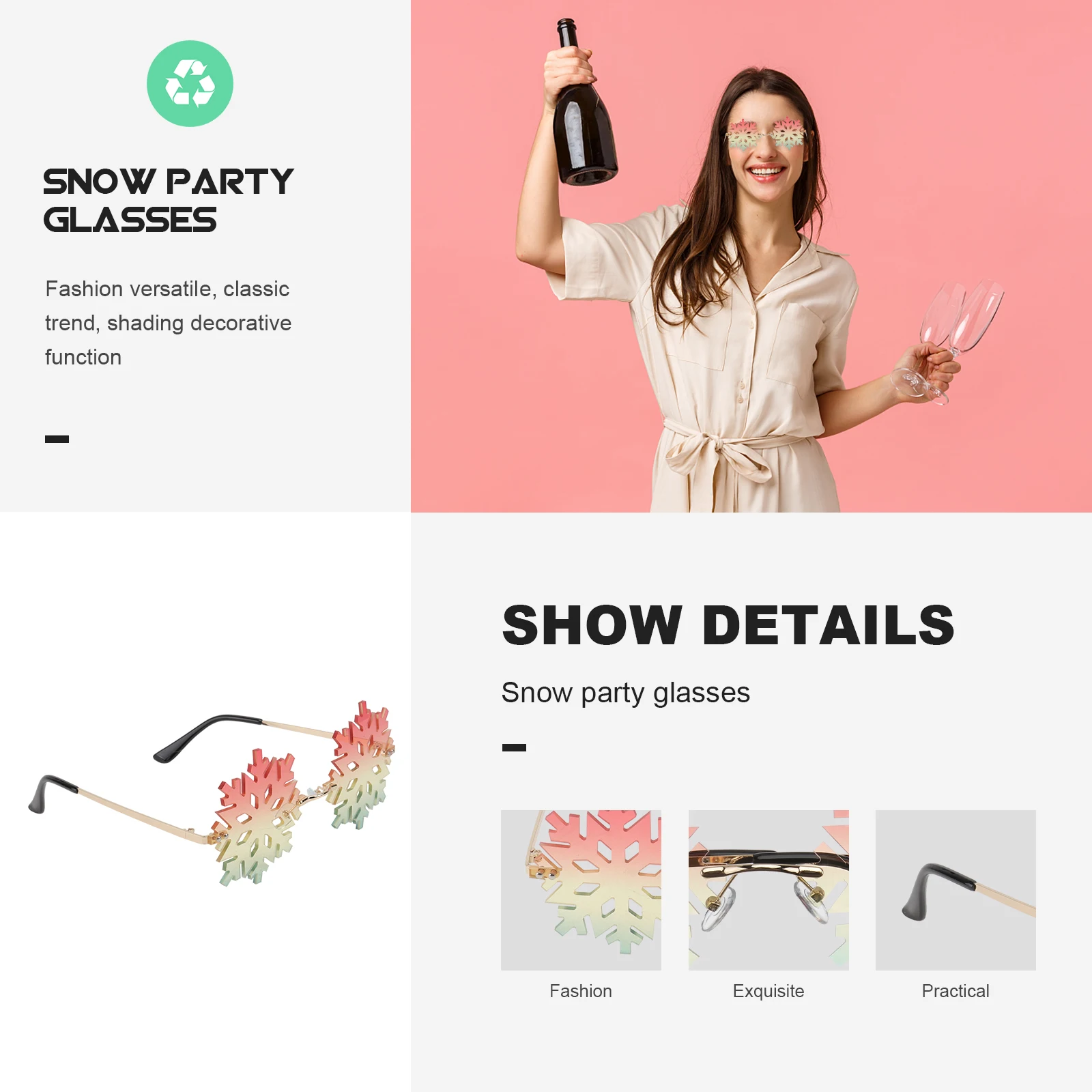 

1pc Premium Sun Glasses Unique Design Fashionable Decorative Eyeglasses Bright Simple Color Funny Glasses For Party Shading