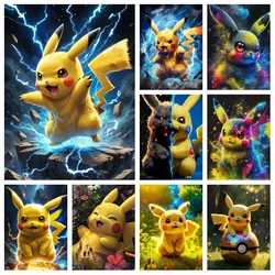 Cute Pokemon Pikachu Game Diamond Art Painting Cute Rat Pet Animal Full Drills Mosaic Cross Stitch Diy Handcraft Home Decor Gift