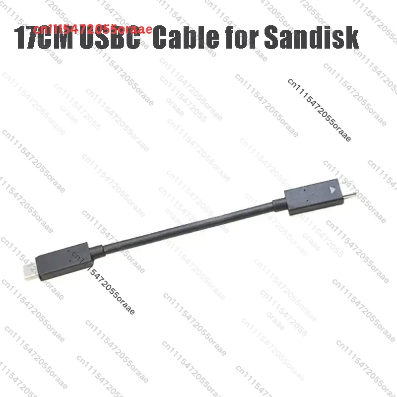 17CM USBC Power Cable Thunderbolt Type C 4K60Hz 60W with EMARK Chip Cable Cord for Sandisk Extreme SSD Solid State Drive
