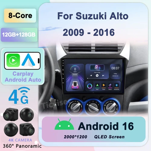 Imagen 1 del producto Radio Android 16 para Suzuki Alto 2009 2010 2011 2012 2013 2014 2015 2016 reproductor de DVD estéreo Multimedia para coche navegación GPS Radio
