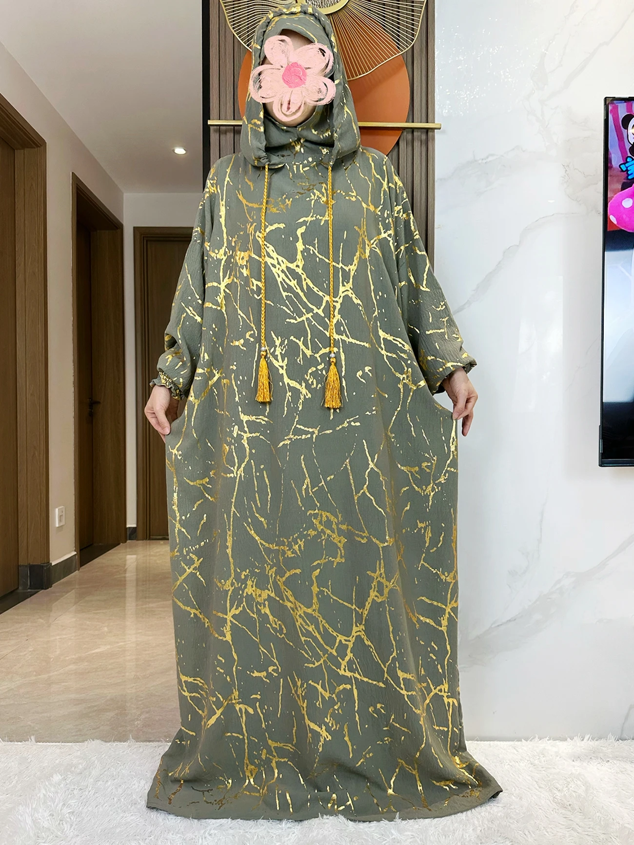 Nuovo 2024 Ramadan musulmano due cappelli Abaya Dubai turchia Islam preghiera indumento cotone Jacquard tessuto Islam donne vestono caftano