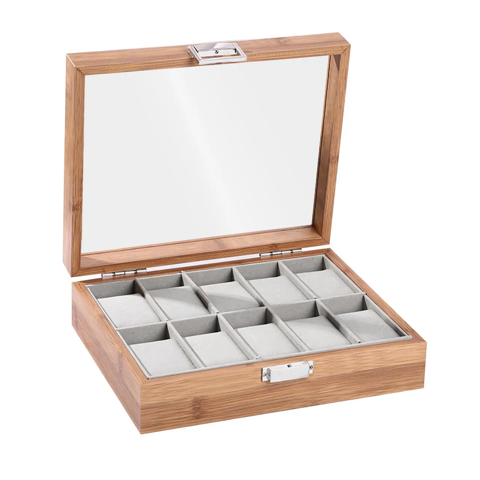 Watch Storage Box, Watch Organizer Holder Lockable Watch Case Container Wooden Watches Box Jewelry Display Case for Men Women,