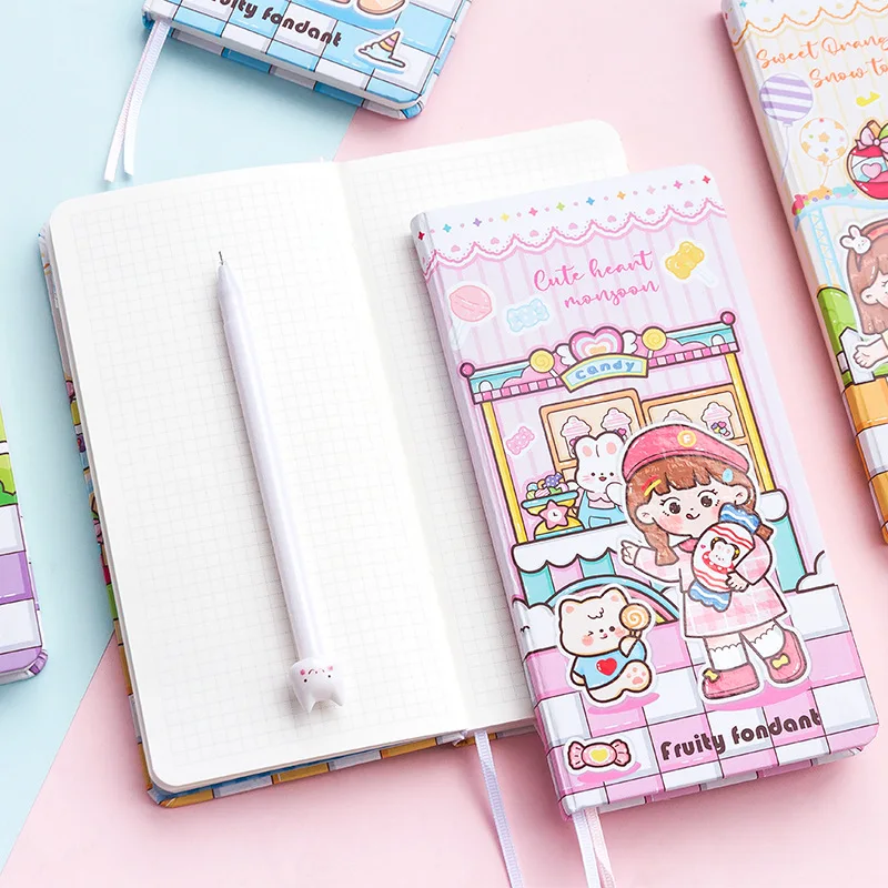 Sugar Roll Series Creative Cartoon Cute Girl Grid Paper Weekly Plan Hand Book Student Notebook with Hard Board Cover