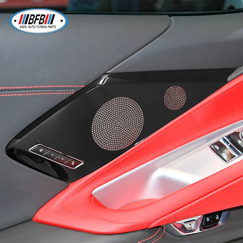

Real Dry Carbon Inner Door Trim Speaker Panel Interior Auto Decorative Cover For Corvette C8 Stingray Z06 Z51 2020-2023