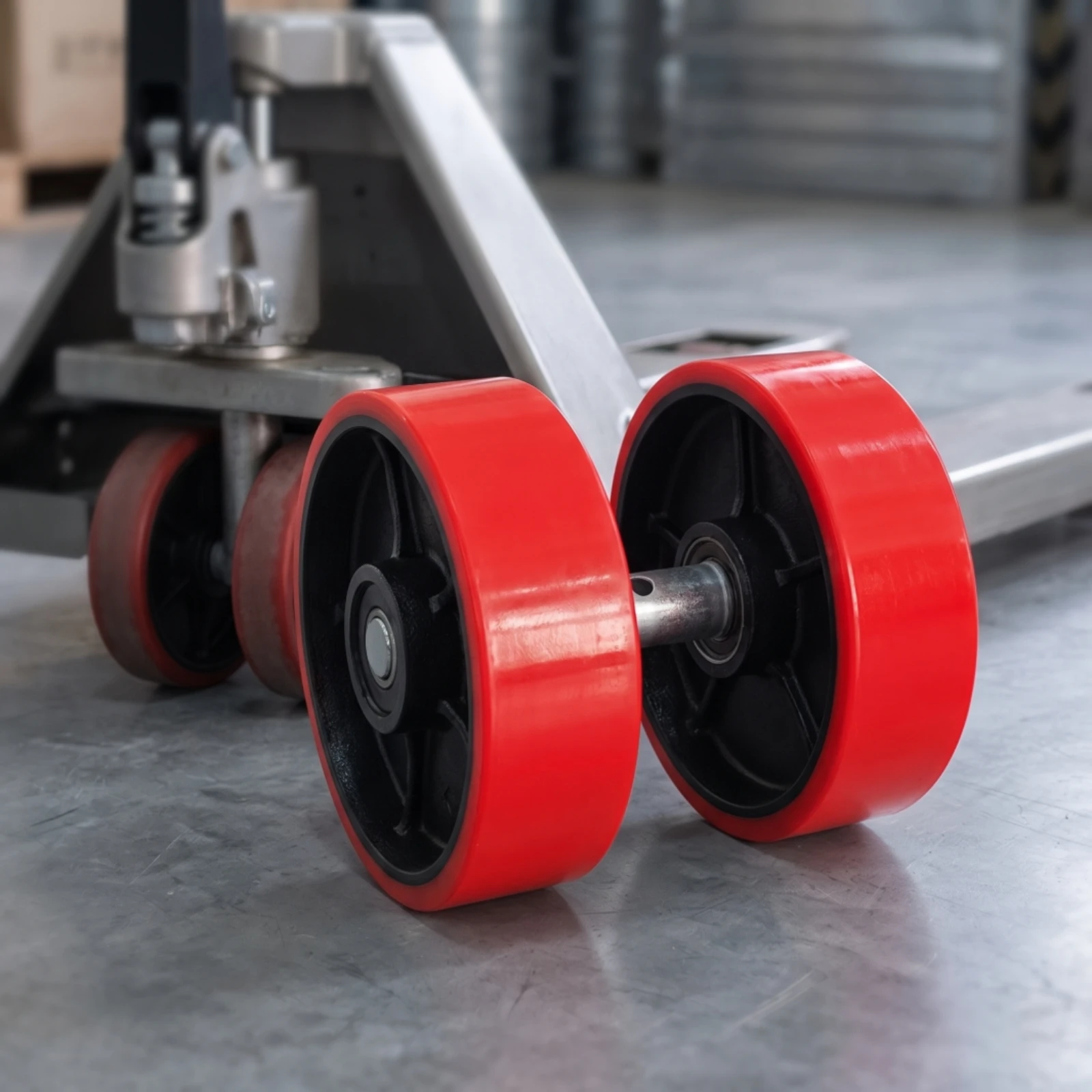 Heavy Duty Polyurethane Load Bearing Wheel Smooth Rolling Pallet Jack Wheel with Axle Wear Resistant for Factory Floors
