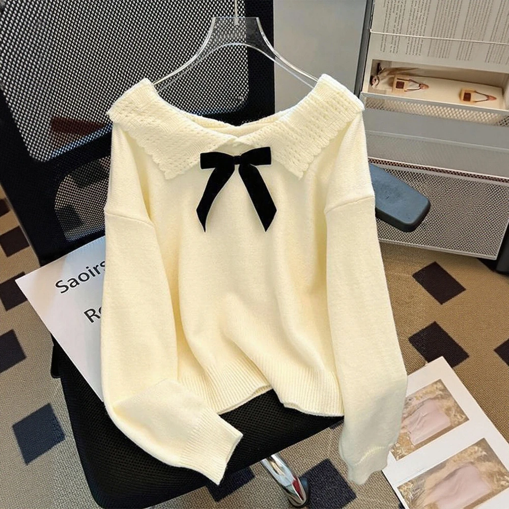 

Women's Business Commute Style Long Sleeve round Neck Sweater Fitted Design Straight Tube Sleeves No Decoration Required