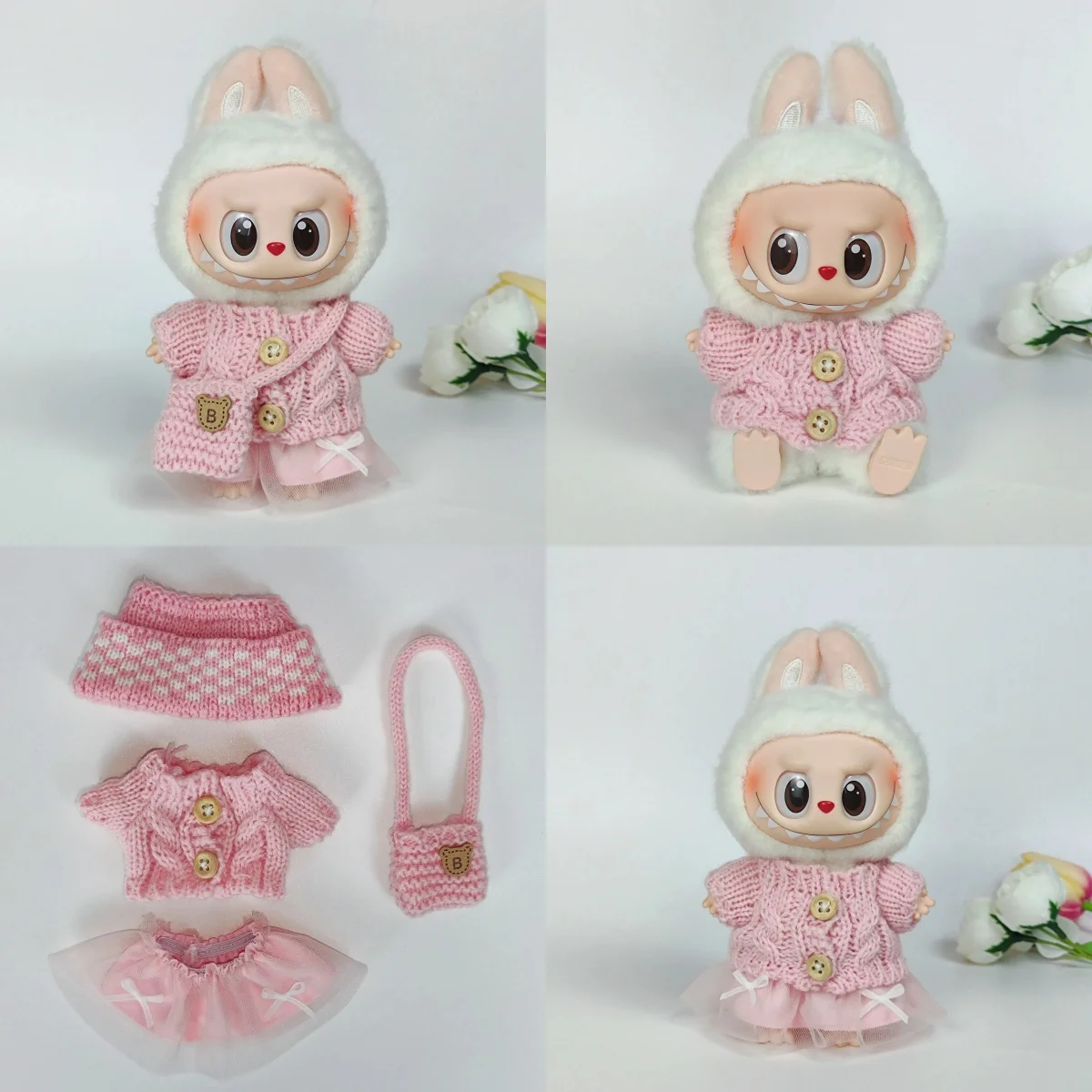 

Pink Knit Doll Outfit - Stylish Winter Sweater Set with Accessories | Cozy Gift Idea