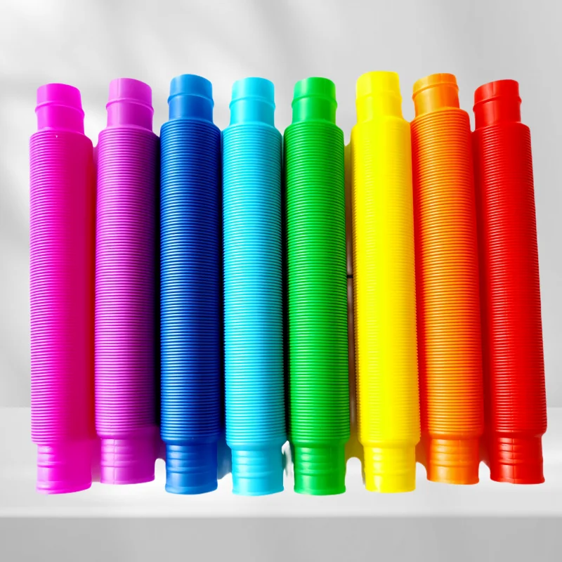 3 sztuk/24 sztuk zestaw elastyczna plastikowa kolorowa rurka teleskopowa Pop Tube rozciągliwa rurka mieszki dzieci zabawki dekompresyjne dla