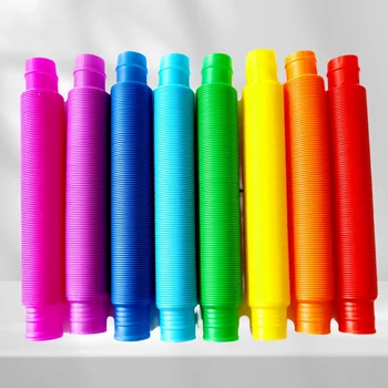 Juego de 3 uds/24 Uds. De tubo telescópico Flexible de plástico de Color, tubo Pop, fuelle de tubo elástico, juguetes de descompresión para niños y adultos