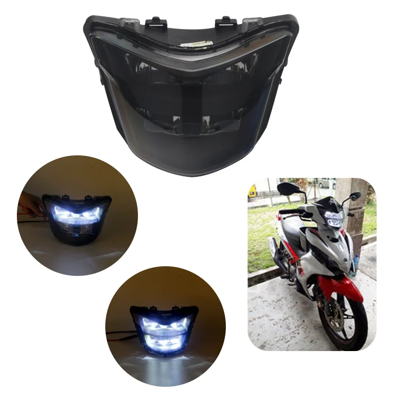 Motorcycle Headlight Fairing Headlight Mask for Y15ZR V2-V6 Motocross Headlight LED 12V 35W Smoked Shell Cover