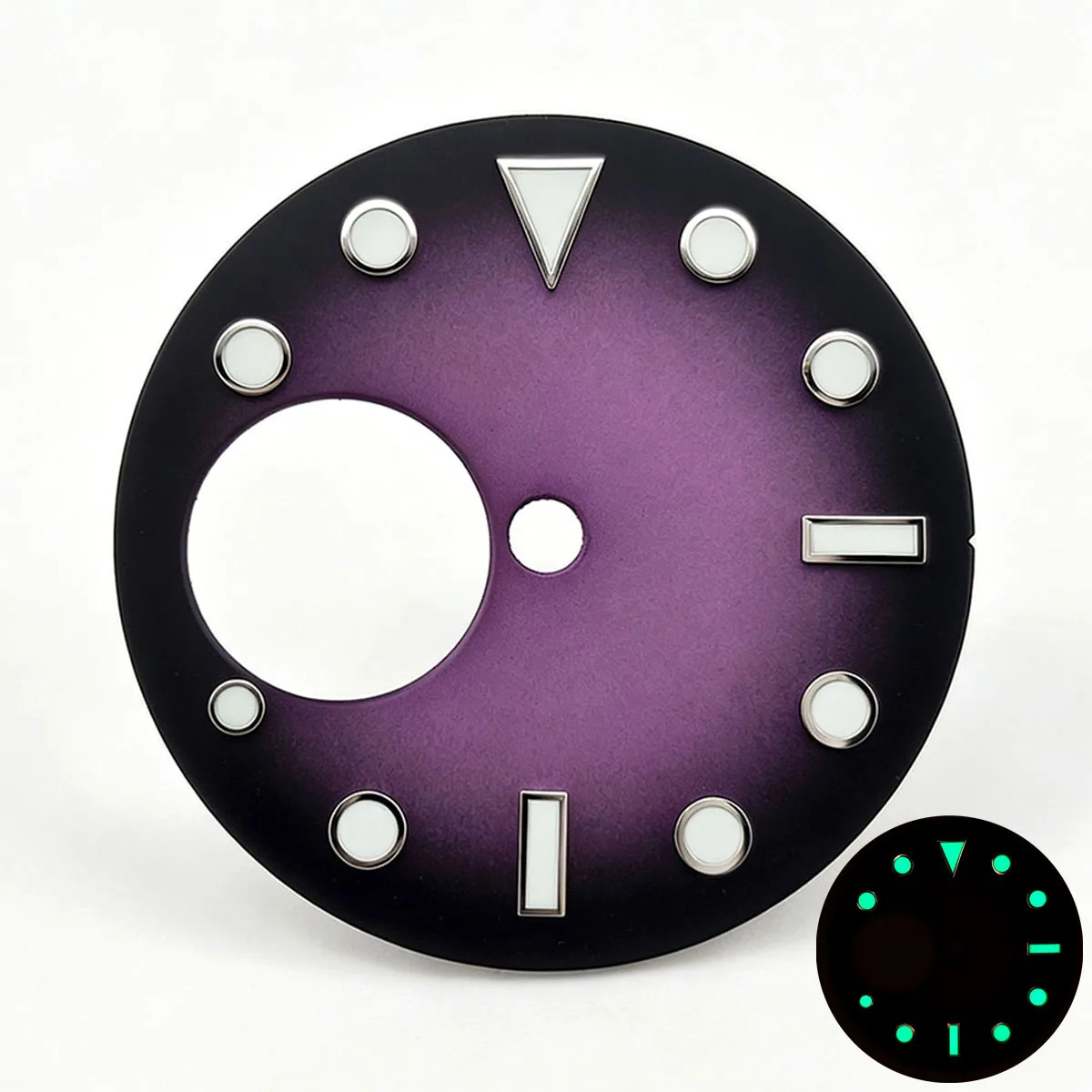 NH38 dial 28.5MM black purple gradient green luminous dial with calendar window watch modification accessories fit NH38 movement