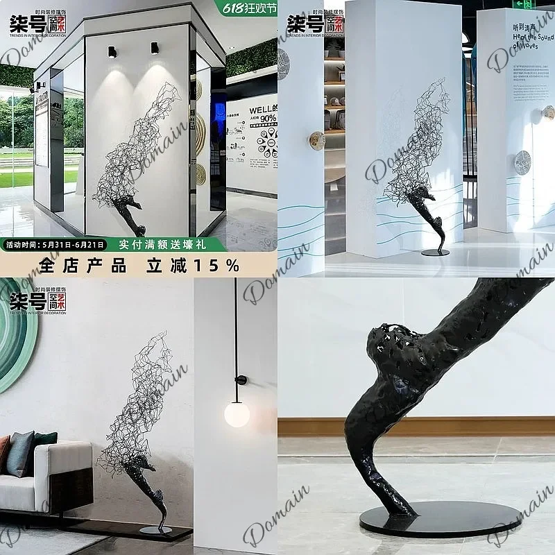 A81 Large Abstract Figure Metal Sculpture For Hotel Lobby Floor Standing Art Decor Villa Sales Office