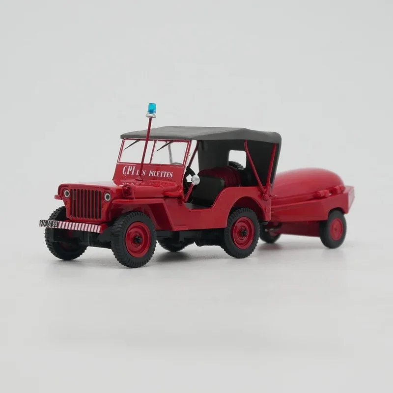 Diecast ixo 1:43 escala willys jeep reboque bomba motor de fogo francês liga modelo carro brinquedo colecionável presente lembrança exibição