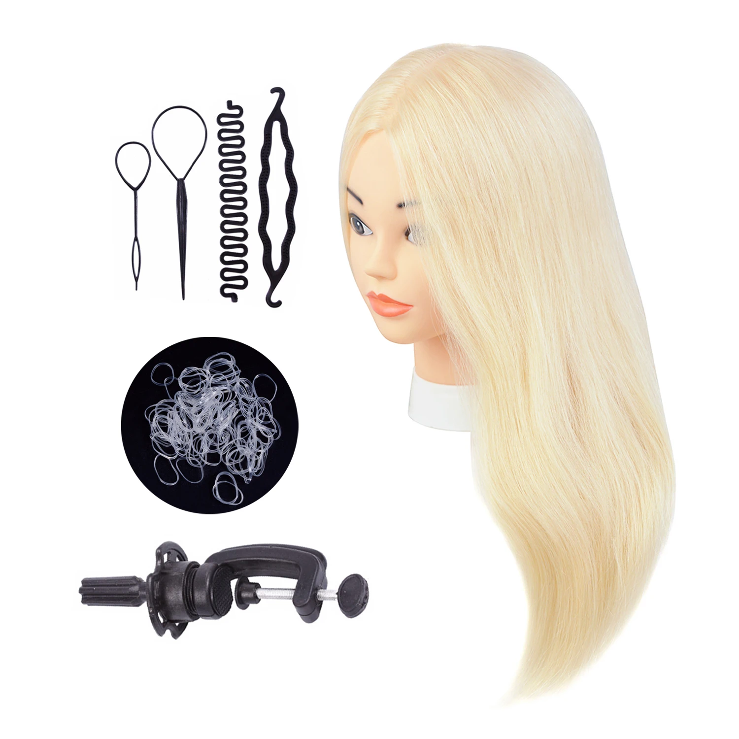 

100% Human Hair Mannequin Head for Braid Trainning Professional Styling Head to Practice Hairstyles Doll Head for Hairstyles