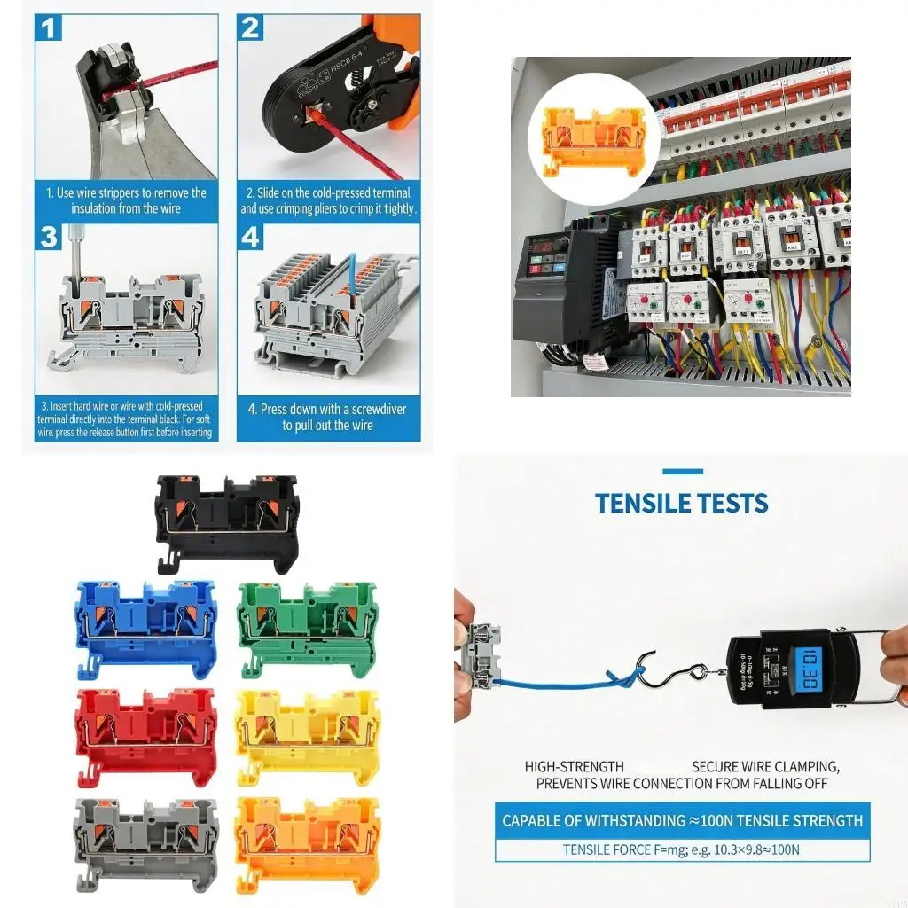10Pcs Multipurpose DIN Mount Terminals Blocks PT2.5 Cable Connector For Automation And Power Distribution Enduring