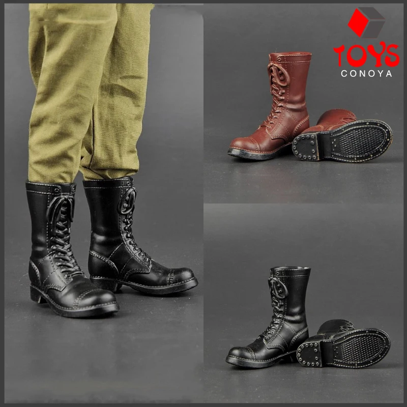 ZY1027 Buty bojowe M42 amerykańskiej armii w skali 1/6, wysokie, ażurowe, model pasujący do figurek żołnierzy męskich o wysokości 12 cali.