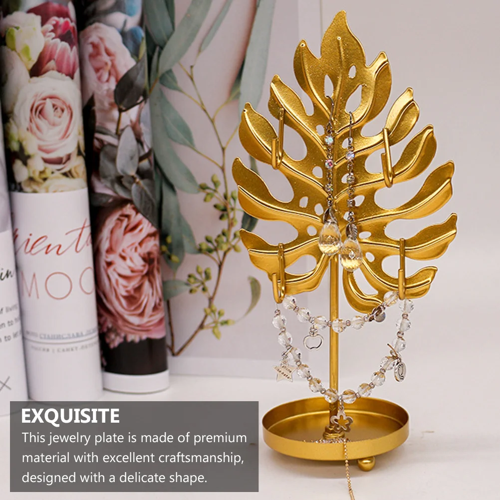 

1 шт. стеллаж для выставки товаров ювелирных изделий в форме листа, железные серьги, ожерелье, браслет, лоток для хранения ювелирных изделий, держатель для тарелки, декоративный домашний декор