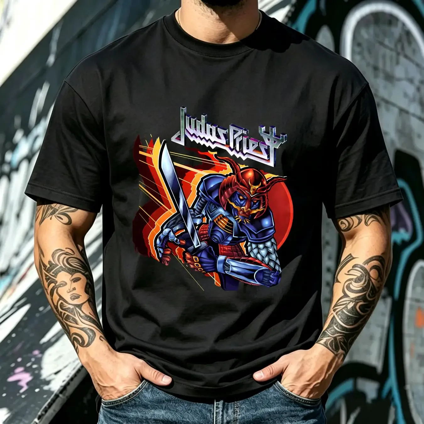 washed T Shirt Cotton Judas Priest New York After Midnight Album Ian Hill Rob Halford vintage Washed Versatile Slightly