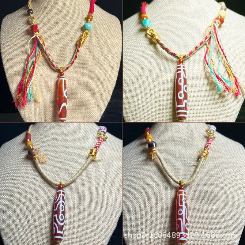 Nine- Necklace, Red Agate , Zaki Lam, Seven- And Eight-Eyed Wealth God , Dzi Bead Pendant