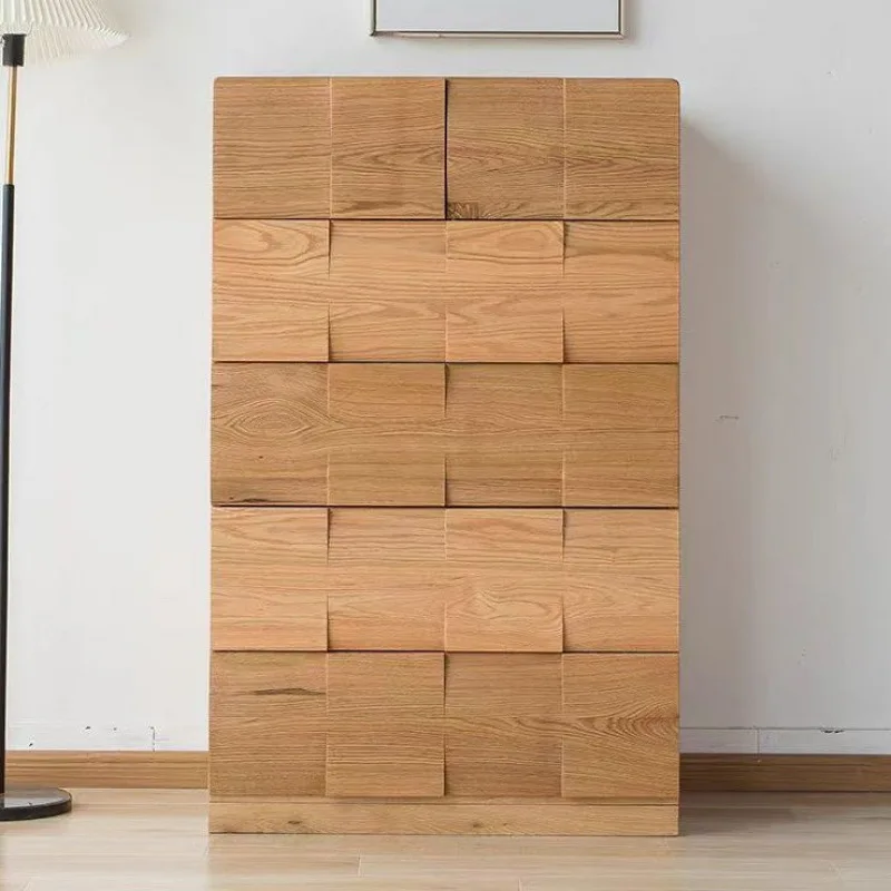 New Solid Wood Chest of Drawers Master Bedroom Integrated Floor Cabinet Installation-free Japanese-style Storage Locker