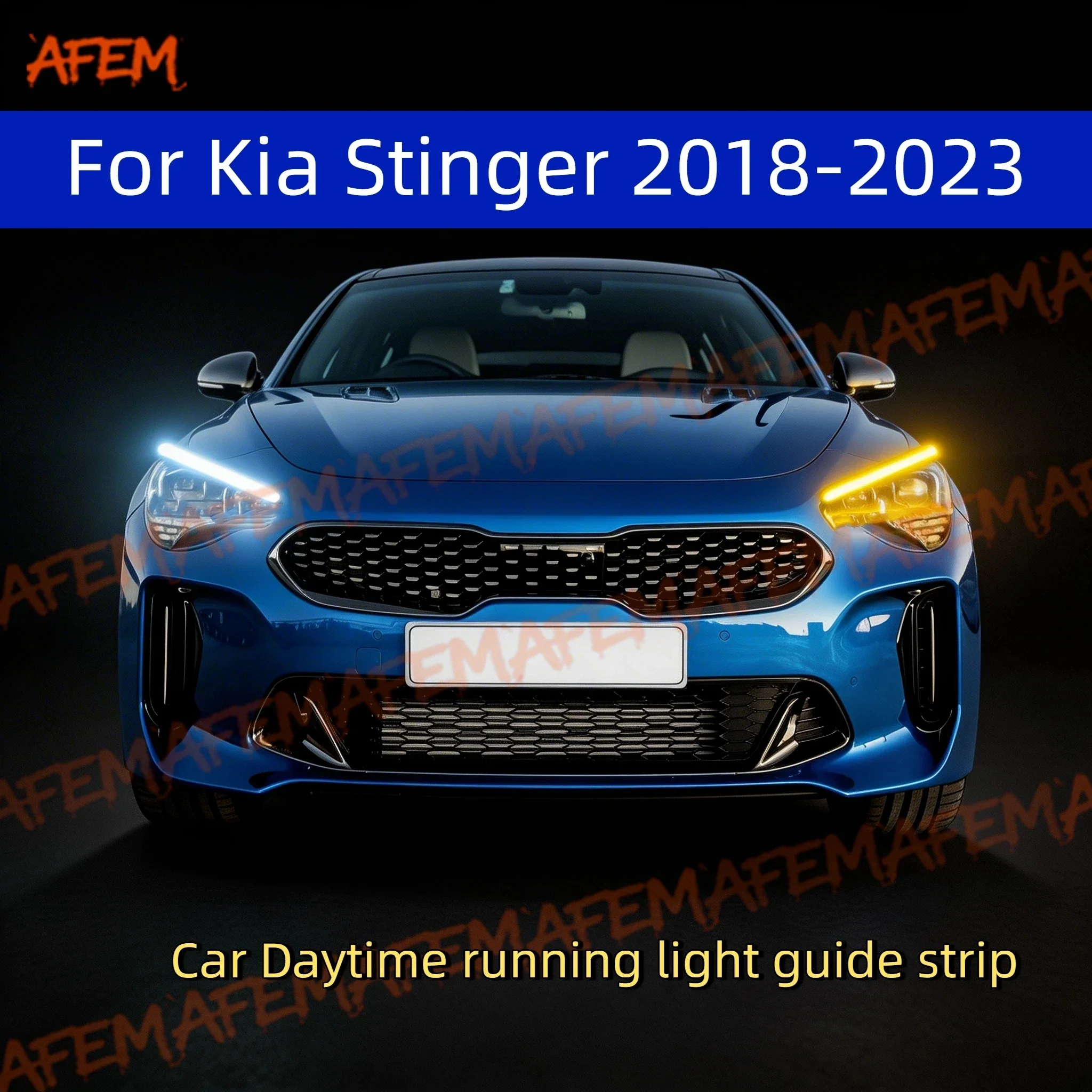 Car DRL Daytime Running Light Start Scan Style Sequential Flowing Turn Signal Light Ultra-Thin LED For Kia Stinger 2018-2023