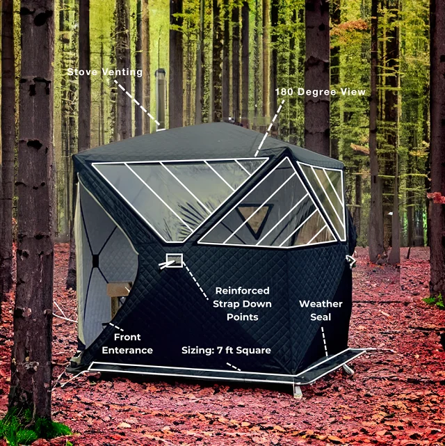 OEM 3 Layer Insulated Cube Sauna Tent with TPU Window Fire Retardant Portable Sauna Tent with Stove Chimney