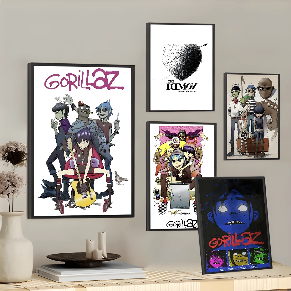 Cartoon Virtual Band G-Gorillaz-Demon-Days Poster Home Living Room Wall Room Bed Bedroom Home Decoration