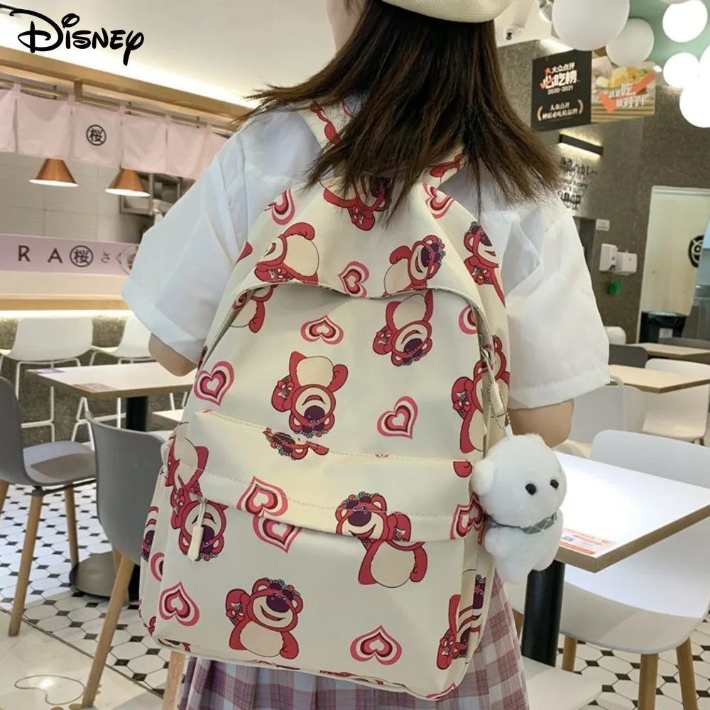 

Disney Lotso Cartoon Anime Printed Women Backpack Korean Preppy Sweet Cute Girl Schoolbag Y2k New Fashion Female Shoulder Bag