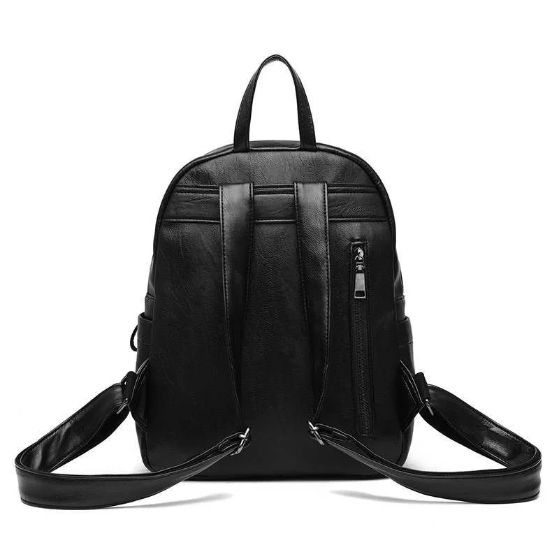 Mochila Vintage de cuero PU para mujer, morral escolar de gran capacidad con cremallera, ideal para ir de compras y viajar