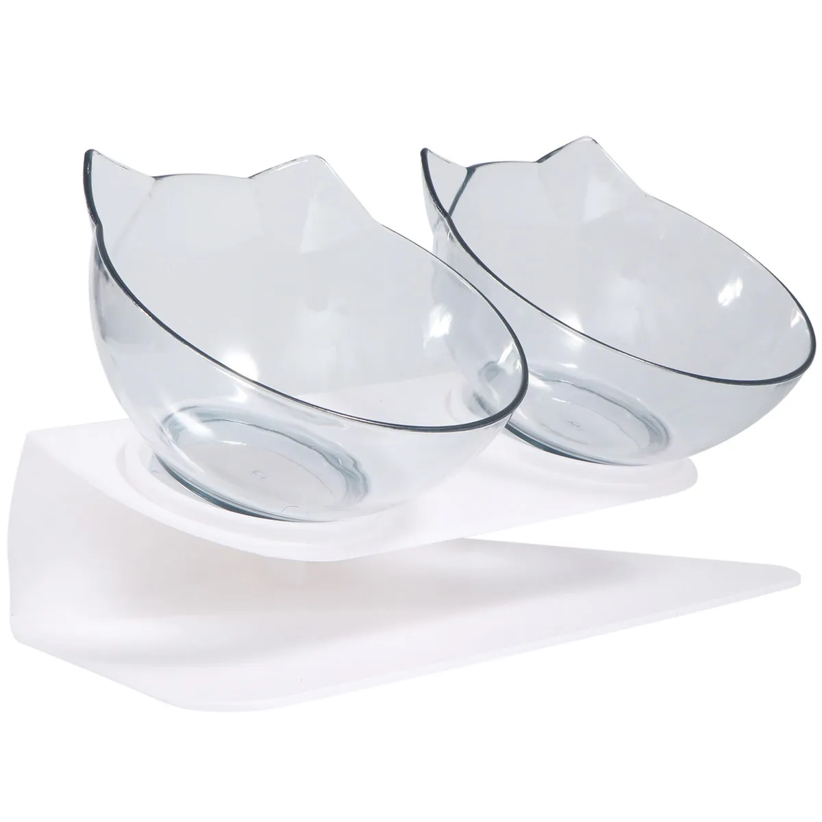 1Pcs Anti-Slip Cat Bowl Premium Thickened Plastic Pet Feeder for Dogs Cats Non-Tip Design Smooth Easy-Clean Surface Dual Food