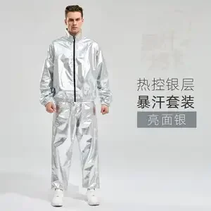 Summer Men's Top Pants Set Sweat Fitness Clothing Sport Men Sauna Suit Long Sleeve Elastic Waist Gym Weight Loss Burn Fat 5XL