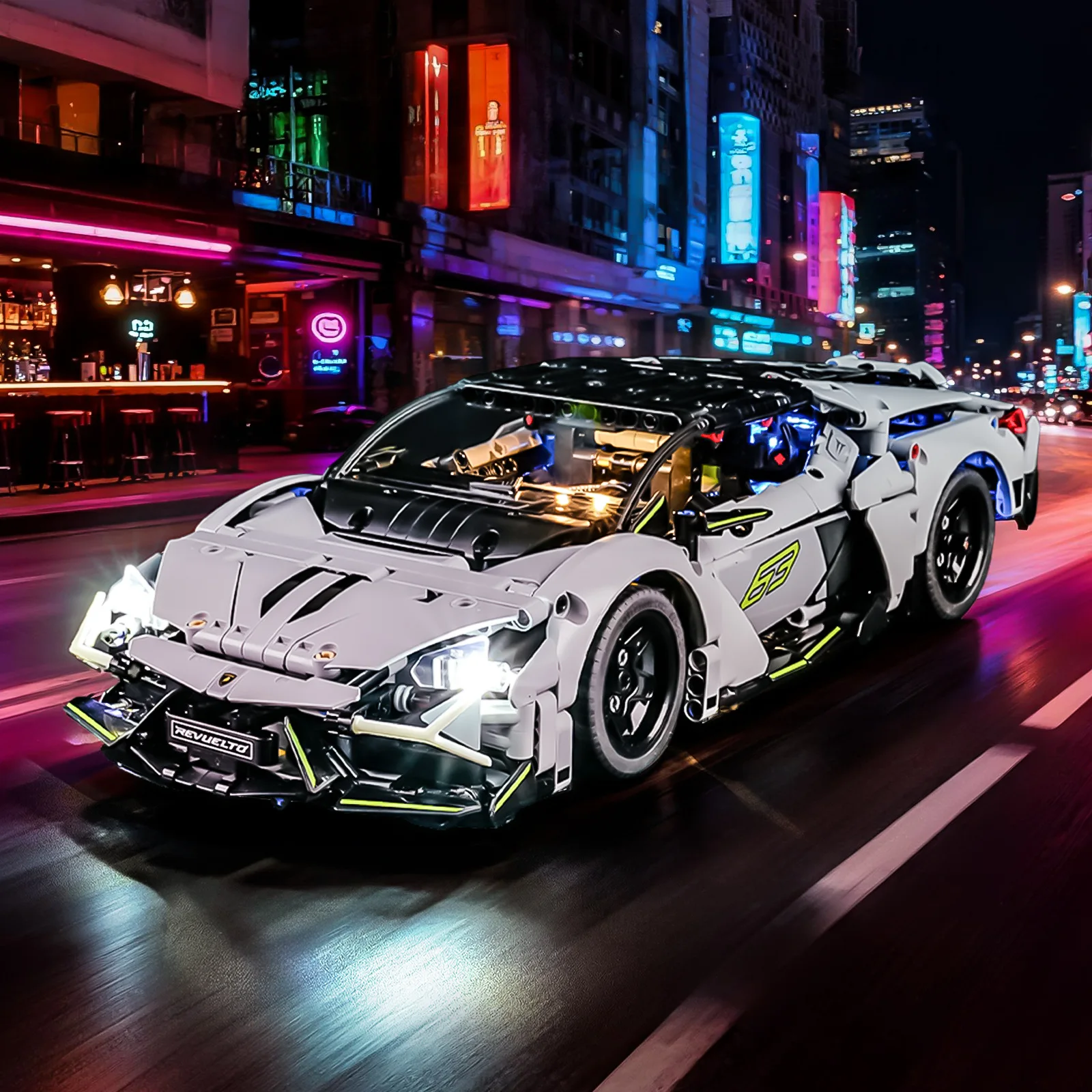 

(Only LED Light No Bricks) 42214 Lambors-ghinis Revueltos Racing Car Ideas (Not Include Building Blocks Kits Sets Model)