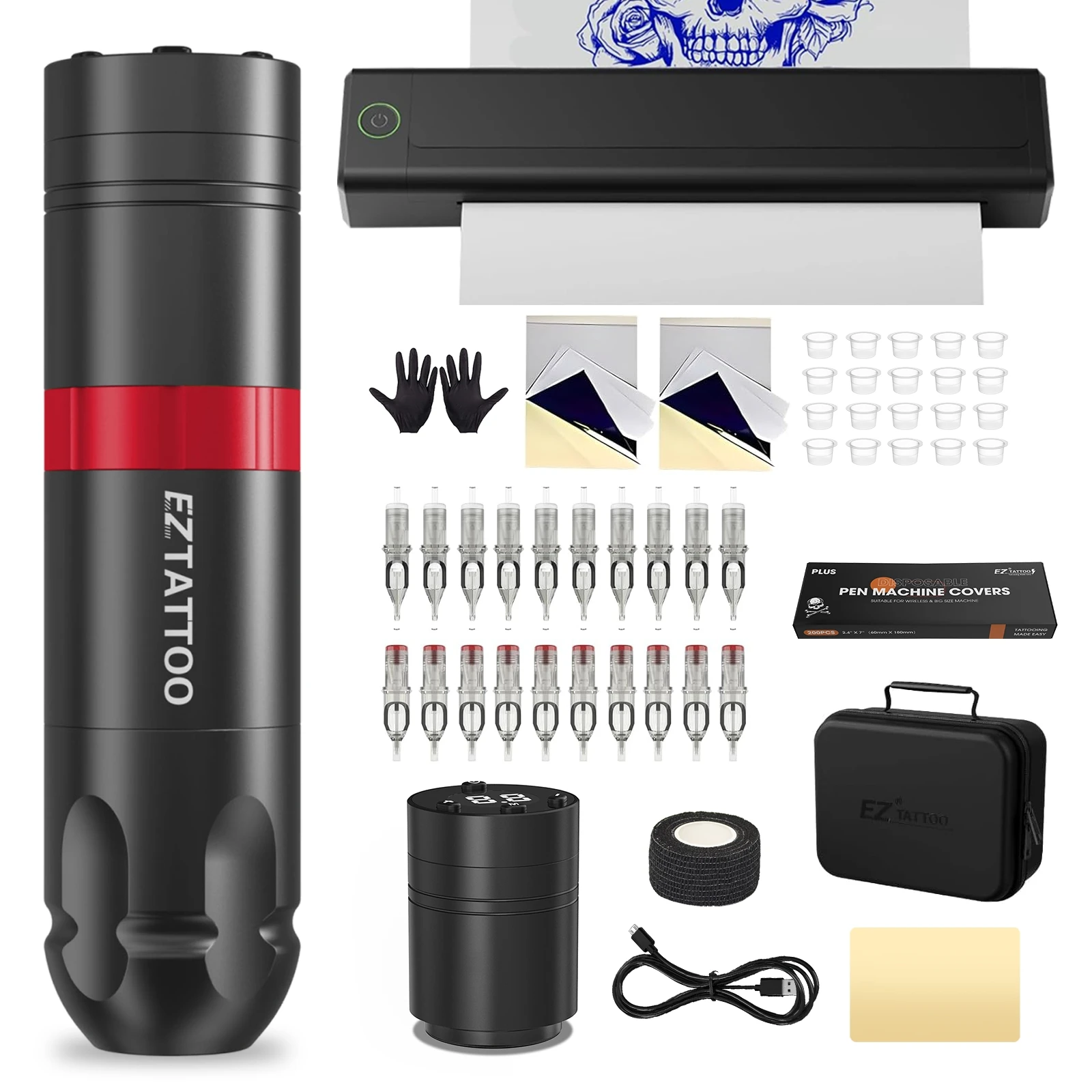 

EZ Tattoo Printer Machine Kits Wireless Tattoo Pen Machine Tattoo Transfer Printer with Cartridge Tattoo Needles Tattoo Supply