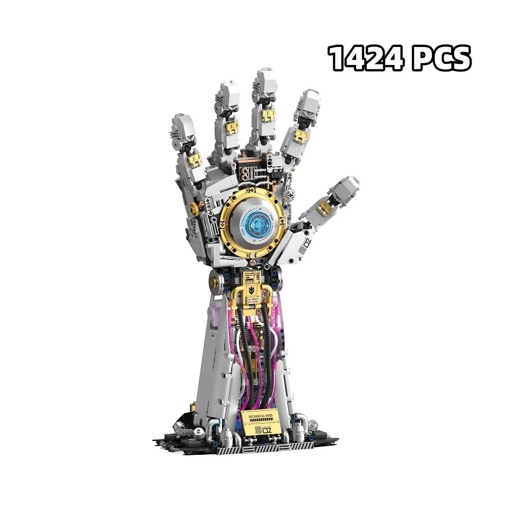 

1424pcs Punk Cybernetic Mechanical Hand Building Blocks Model Toy with Lighting Assembly Model Kit for Kids And Collectors H1009