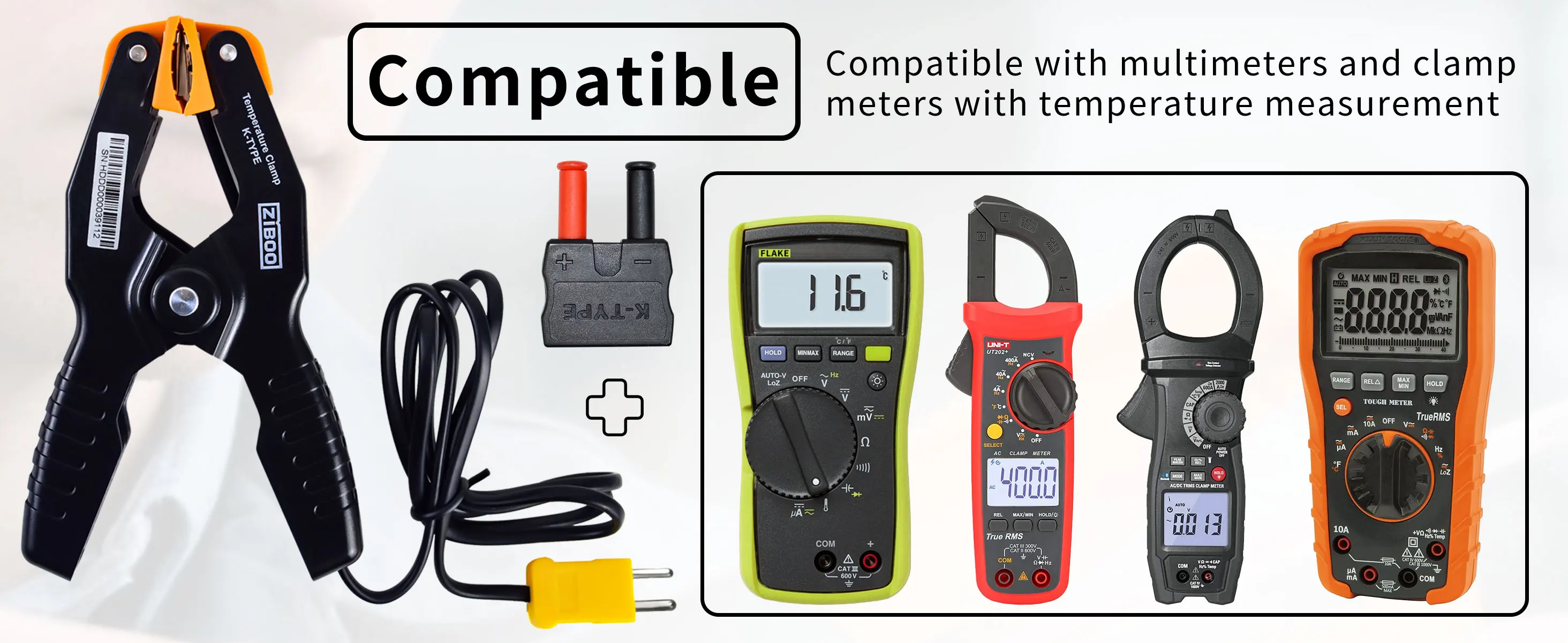 ZIBOO 69140 K-Typ-Thermometer, Rohrtemperaturklemme für HVAC, ATTPC3 Rohrklemme K-Typ-Thermoelement-Adapter. – Detail 10