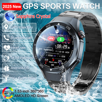 2025 New 1.53-inch Ultra HD AMOLED Smartwatch GPS track Compass Bluetooth Call 520mAh Battery 3ATM Waterproof Sports Smart Watch