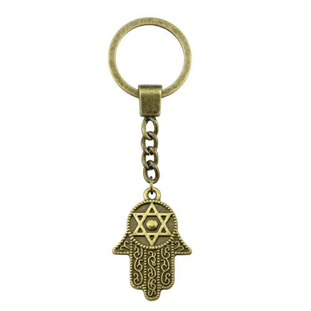 1pcs Hand With Star Of David Keychain On The Phone Ornaments Charms For Jewelry Making Vintage Ring Size 30mm