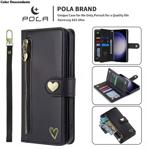For Samsung S23 S22 S21 S20 FE 5G Zipper Wallet Case For Samsung Galaxy S23 Ultra Note 20 S22 S 21 10 9 Plus Leather Book Cover