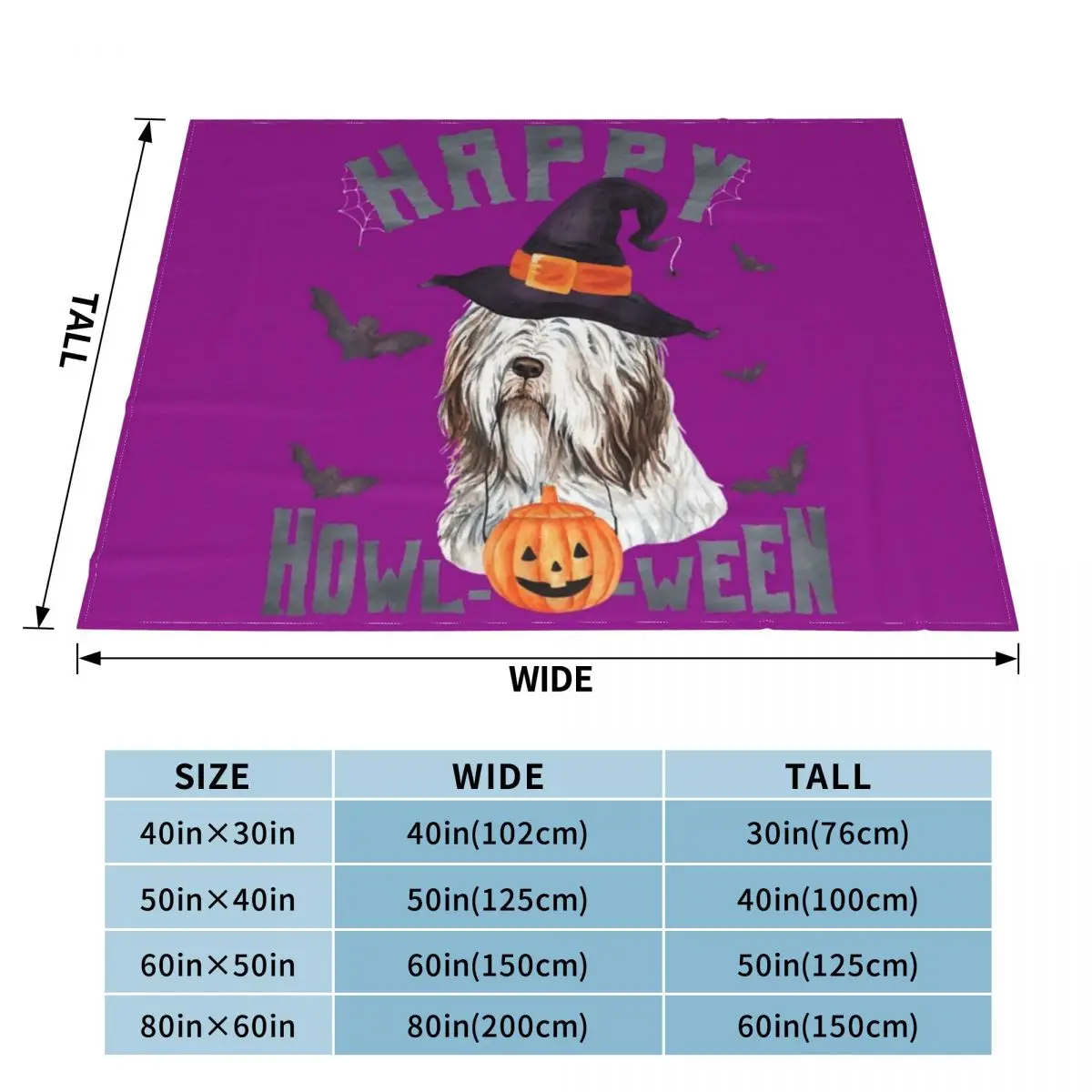 Happy Howloween Bearded Collie Dog Pun Halloween Costume \t \t Throw Blanket Sofas Beautiful Blankets Multi-Purpose