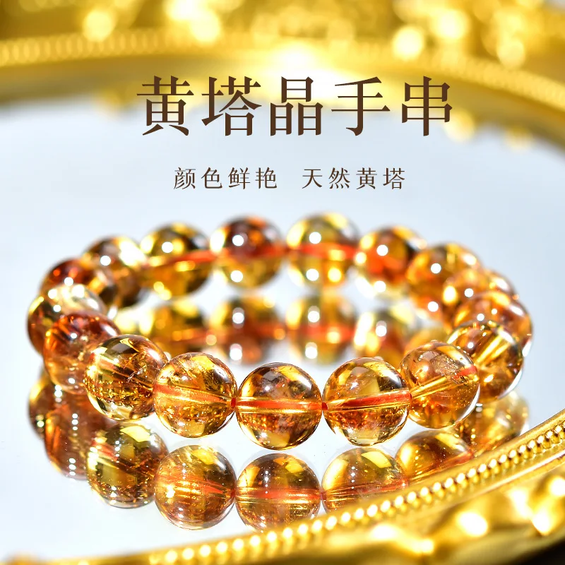 

Natural 7A Citrine Pyramid Bracelet Natural Yellow Pagoda Crystal Jubilee Thousand Layers Mountain Bracelet