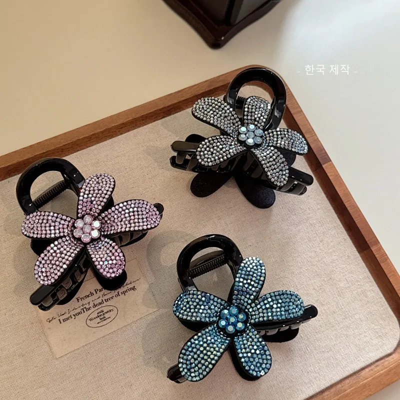 

Luxurious Fully Bejeweled 3D Petal Hairpin, Exquisite Sparkling Diamond Women's Hair Clip