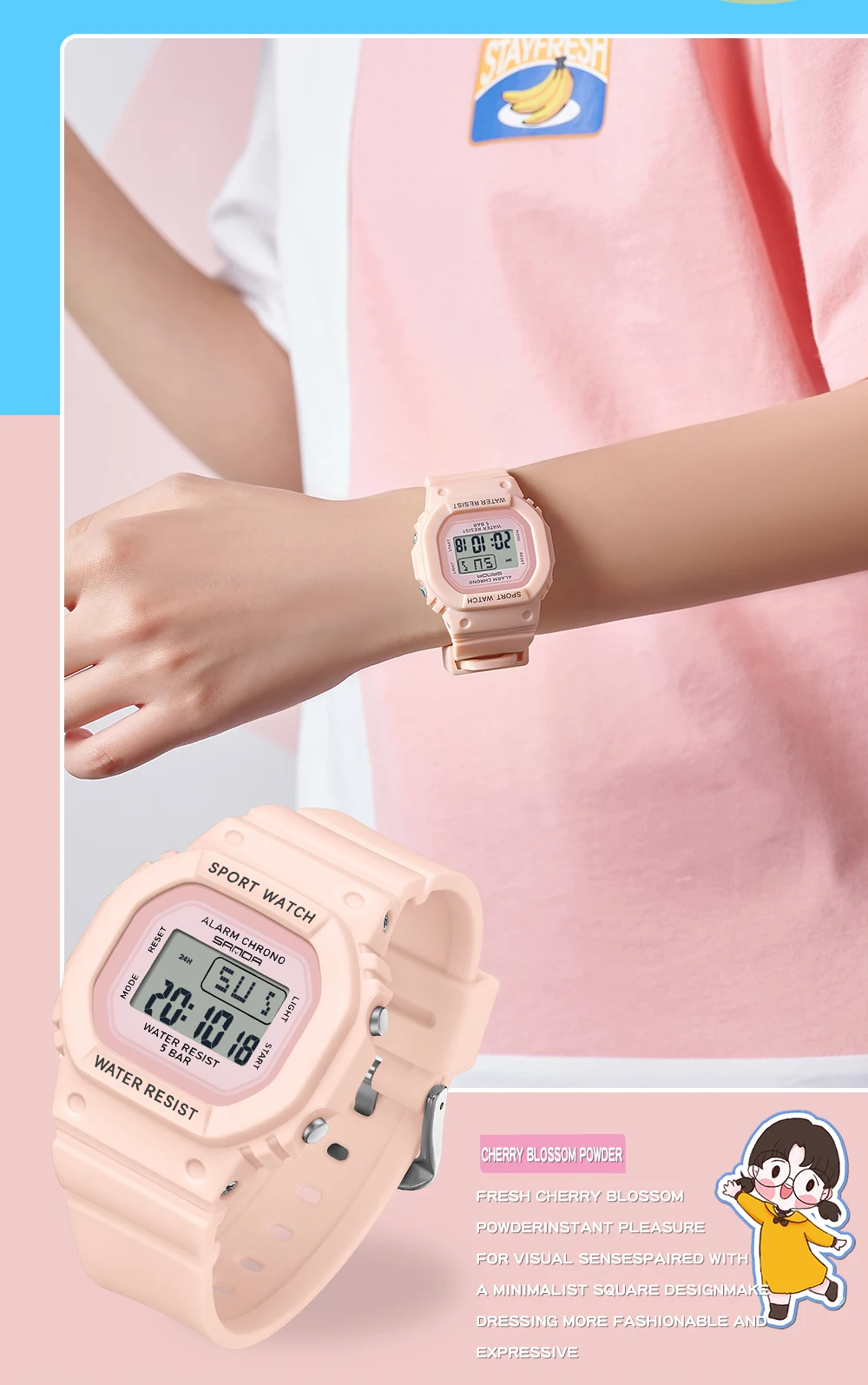 SANDA Jungen Mädchen LED Digitaluhr Kinder Sportuhr für wasserdichte elektronische Uhr Kinder im Freien Casual Geschenkuhr – Detail 3