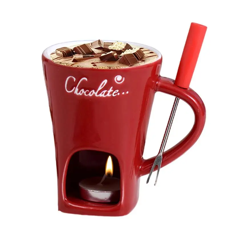 Tea Candle Fondue Set Hot Pot Ceramic Melting Cup Chocolate Fondue Mug Tea Light Heating Butter Warmer Melting Pot For Candy &