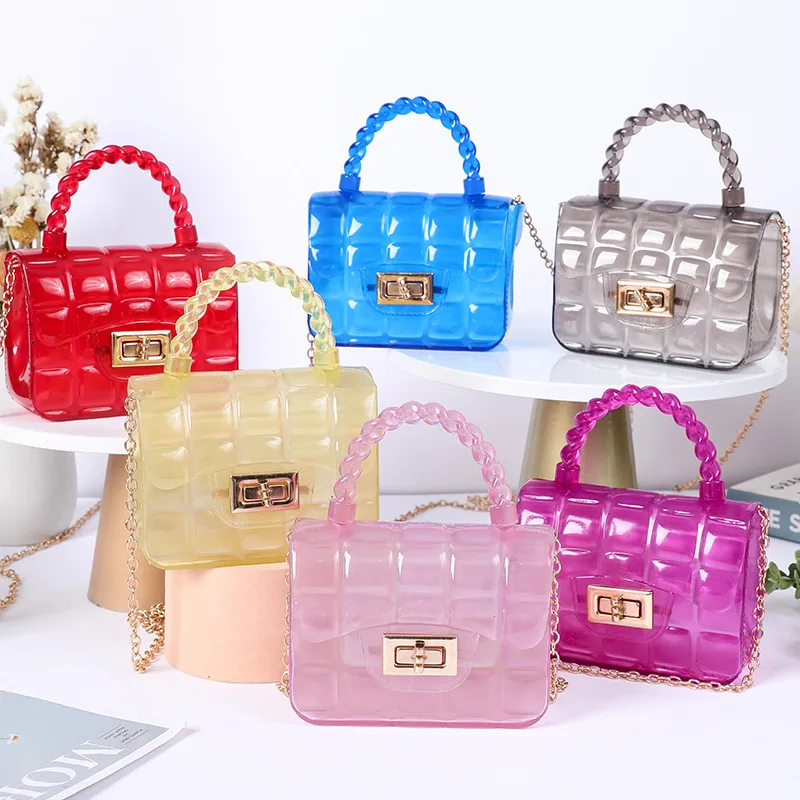 2024 new PVC mini transparent grid jelly bag, simple small bag, single shoulder crossbody bag