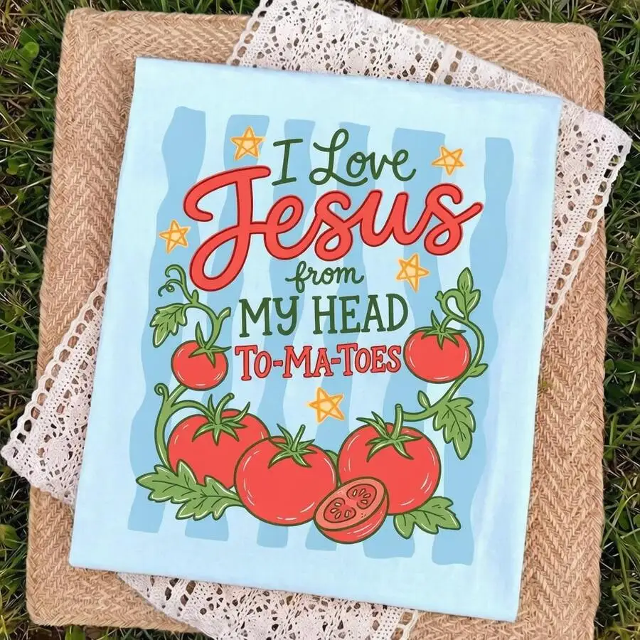 Women Trendy Love From My Mind Jesus Christian Faith Striped Print Crewneck Short Sleeve Sublimation Print Summer Casual 1 Piece Everyday Wear Top