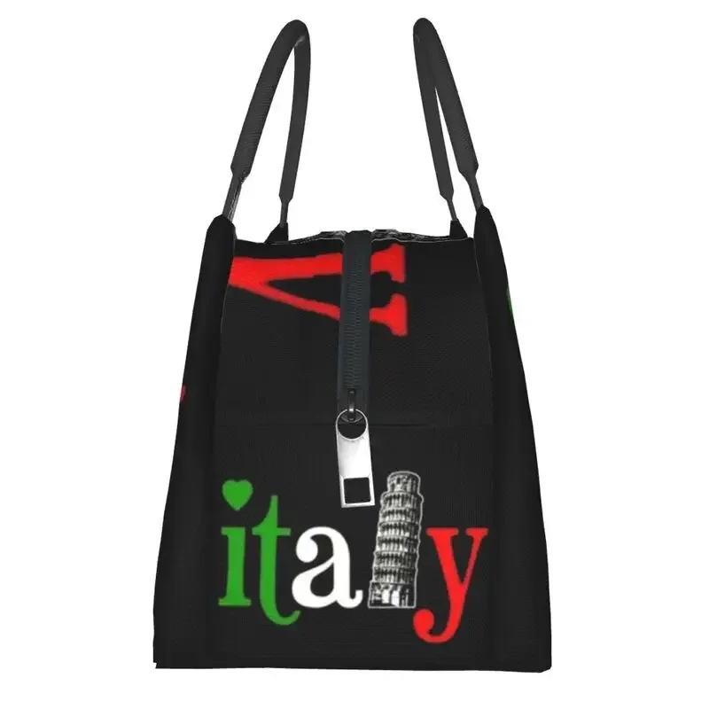 Italian Italy Flag Portable Lunch Boxes Leaning Tower Cooler Thermal Food Insulated Lunch Bag Travel Work Pinic Container